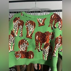 Retrograde Tiger Boxy Sweater in Tiger Tales
